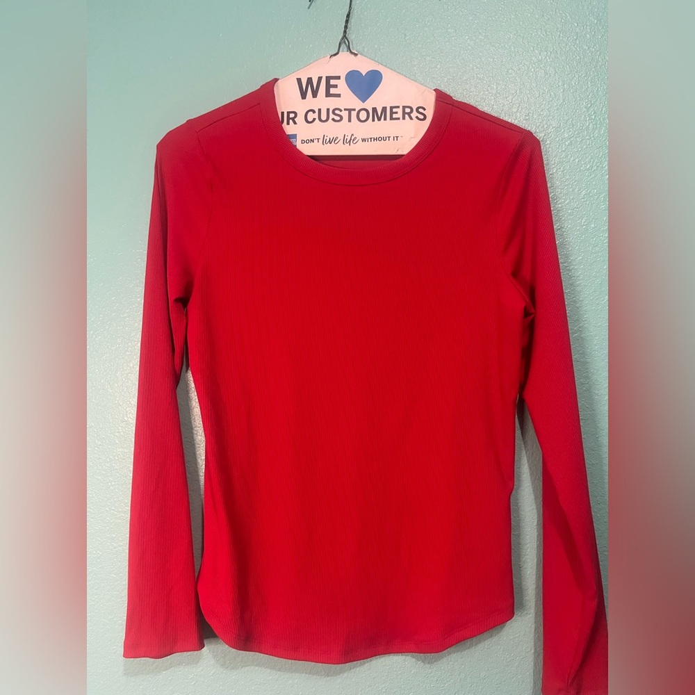 Women's Long-Sleeve Crewneck Top - Red